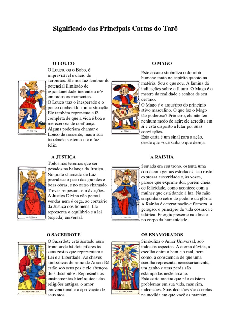 significado das 78 cartas do tarot