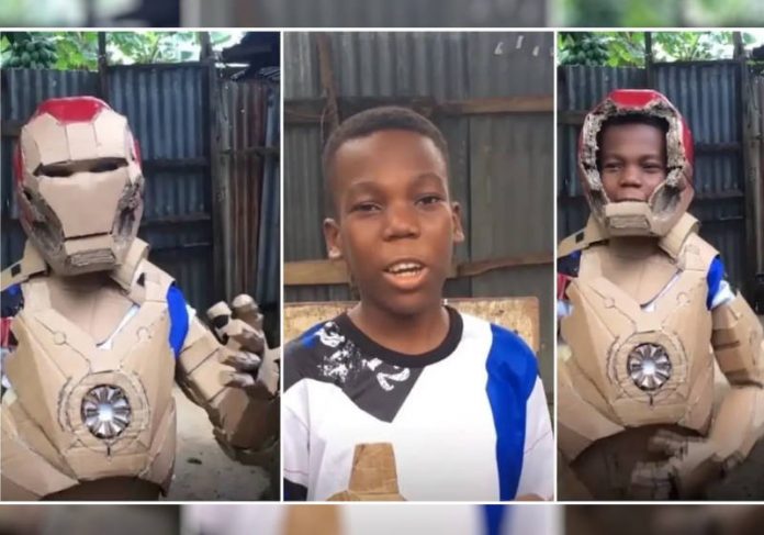 armadura do homem de ferro de papelão