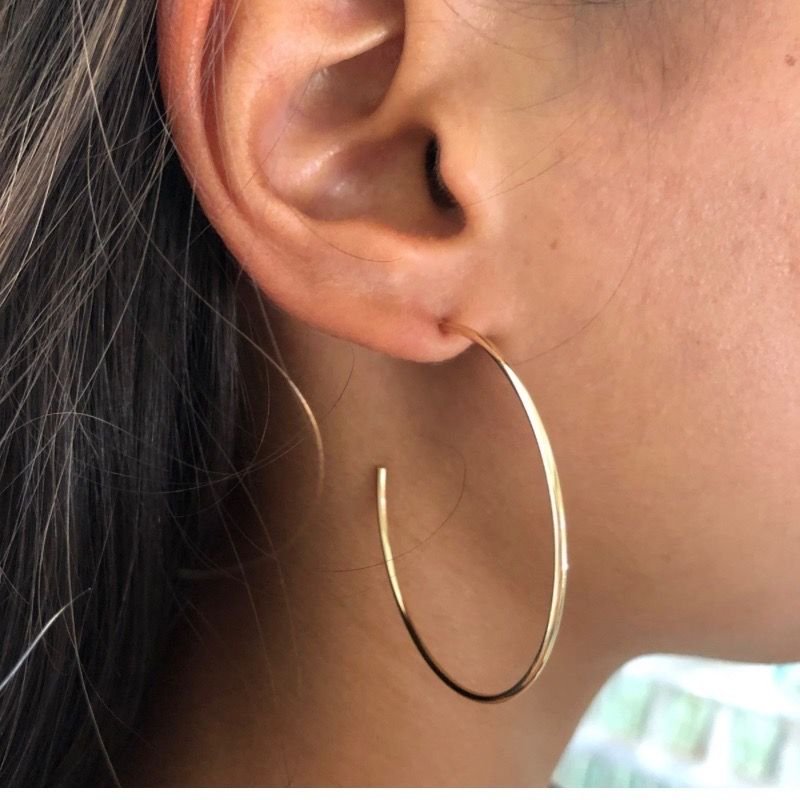 brinco argola tripla lisa banho de ouro 18k