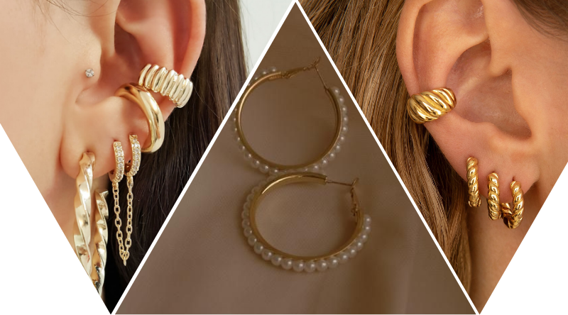 brinco argola tripla lisa banho de ouro 18k