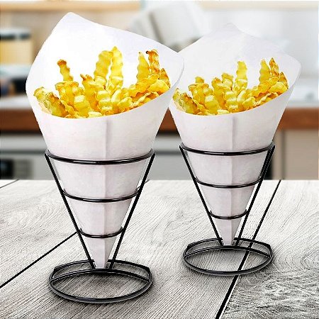 melhores cones para batata frita com suporte para molho