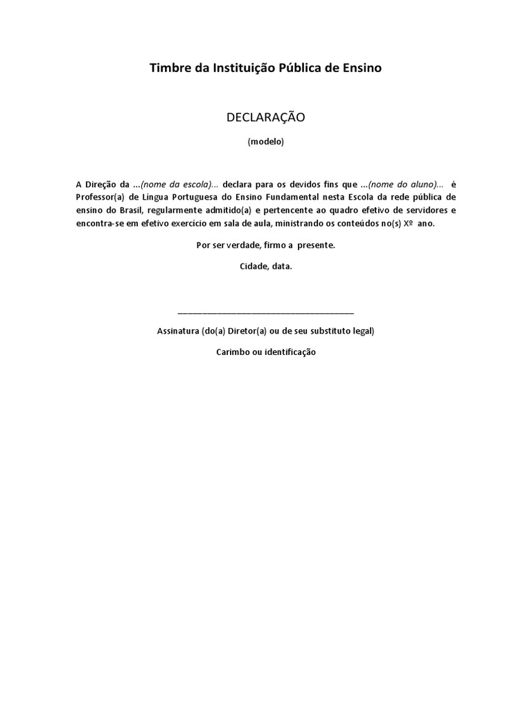 declaração escolar