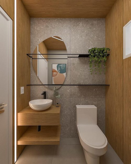 Decoração de banheiro com cuba de apoio