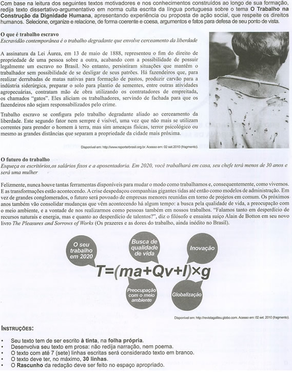 tema redação enem 2010