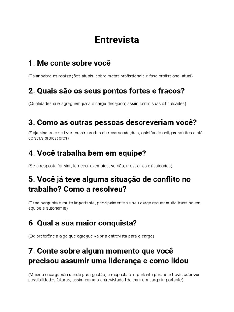 melhores perguntas para entrevista de emprego e como responder