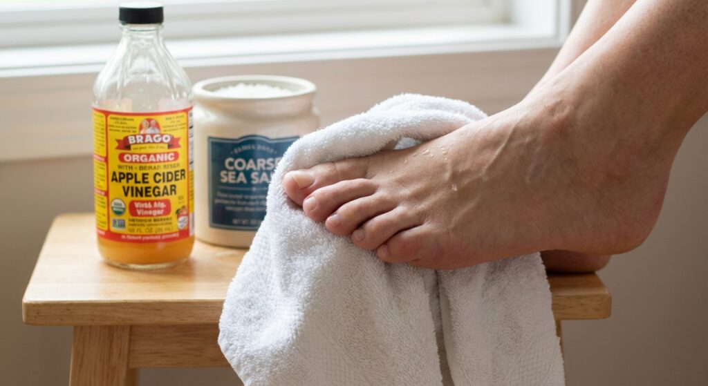 escalda pes com sal grosso ou vinagre qual melhor