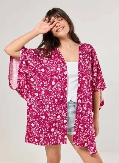 kimono feminino longo estampado floral