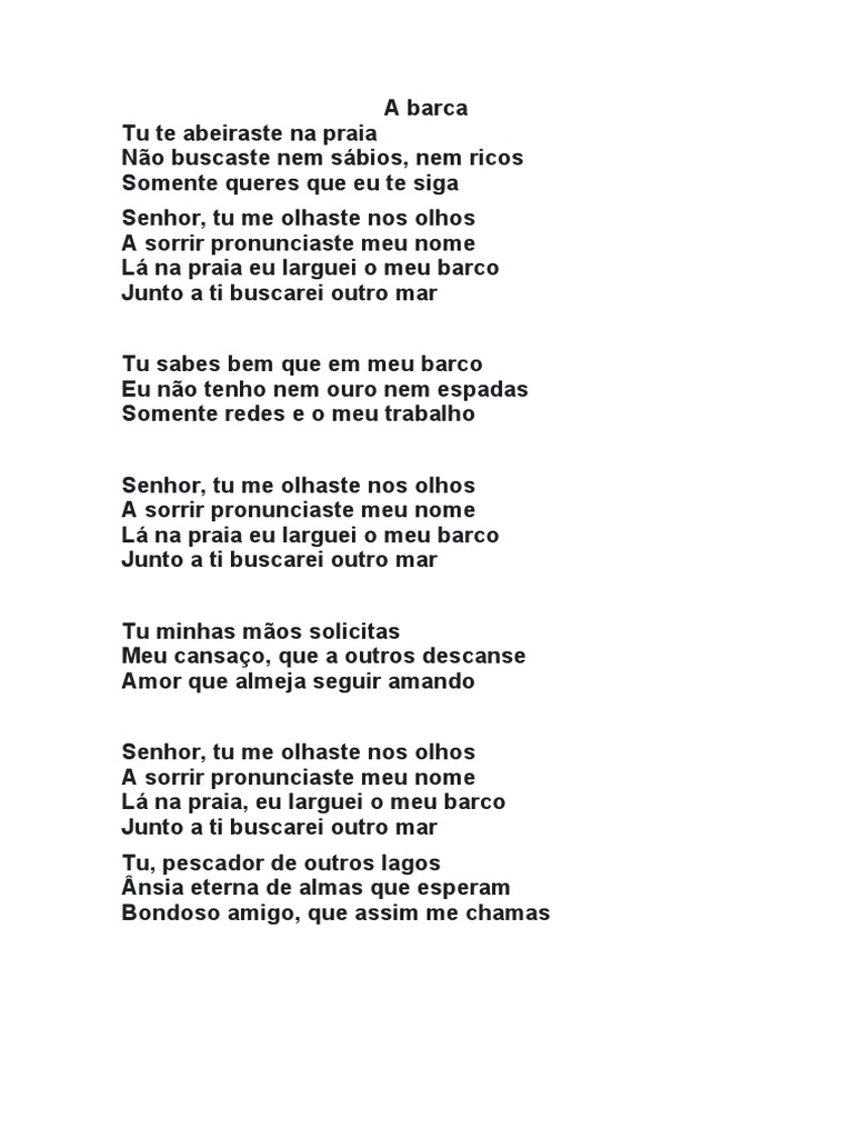 letra a barca tu te abeiraste da praia