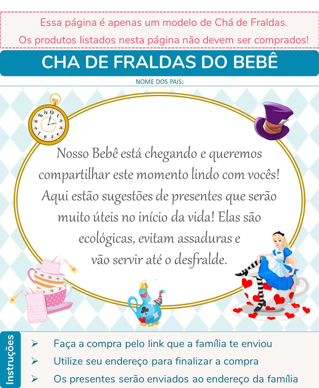 lista completa de presentes para chá de fraldas