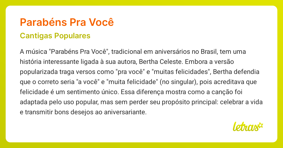 história parabéns pra você brasil