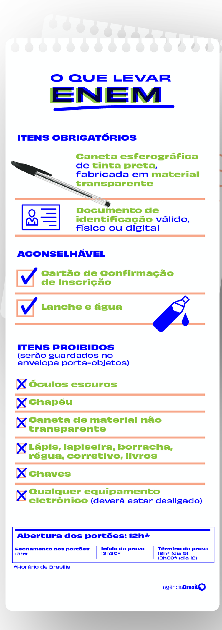 o que não pode levar no enem