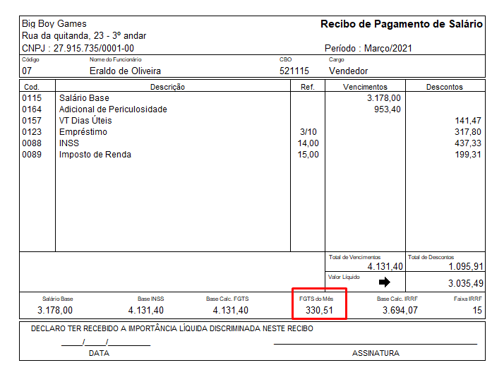 diferença saldo FGTS e saldo para fins rescisórios