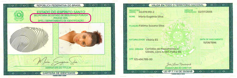 onde encontrar órgão emissor no rg novo