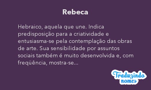 quem era rebeca na bíblia