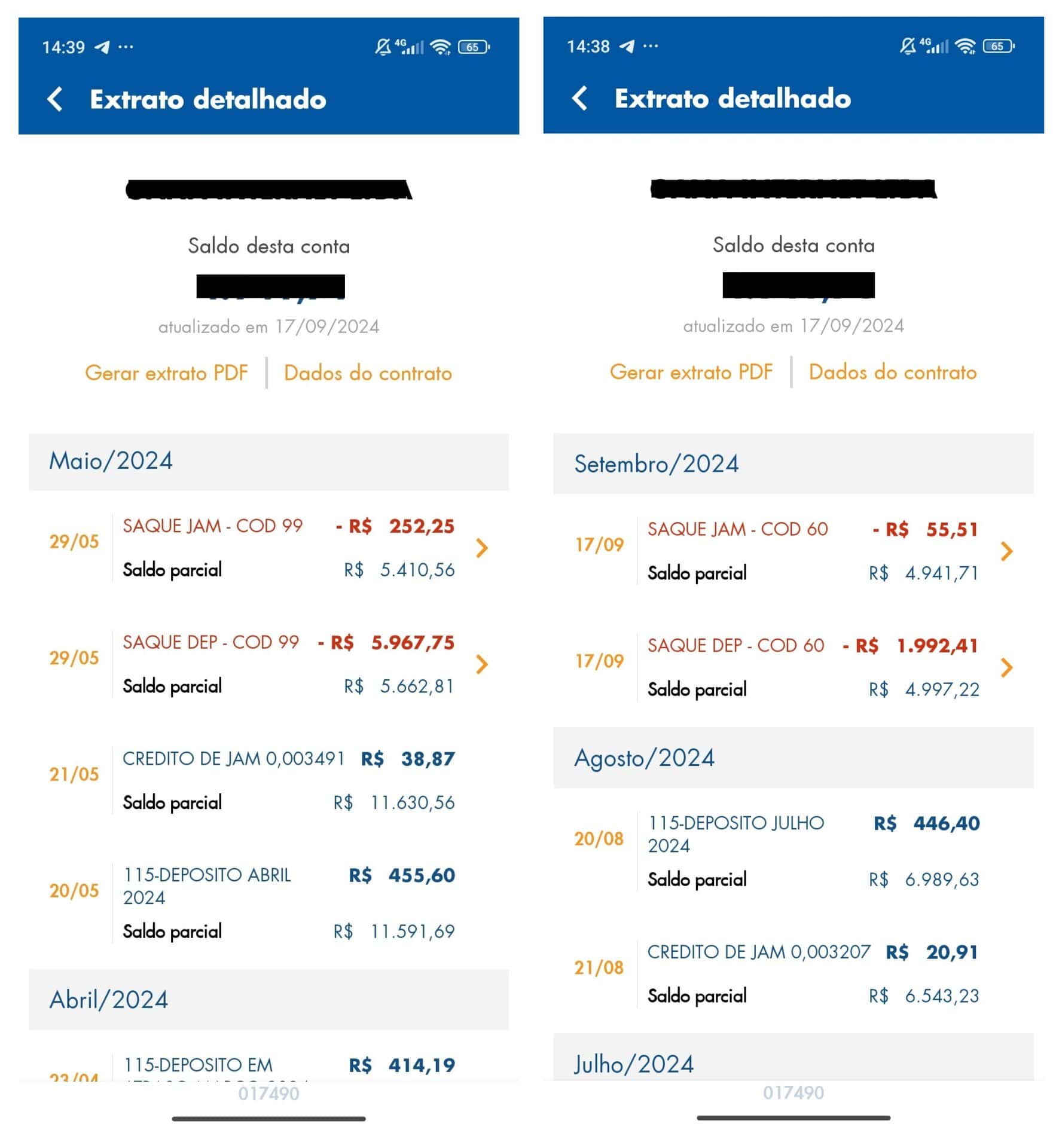 o que significa saque dep cod 60f no extrato FGTS