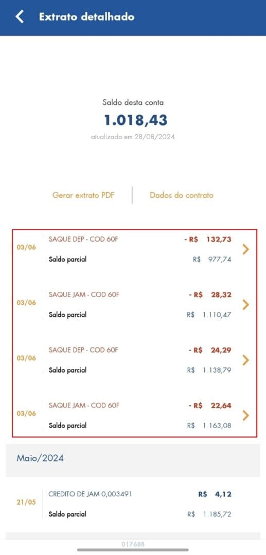 código 60F FGTS empréstimo