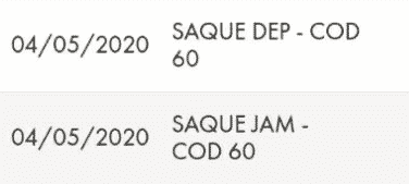 saque dep cod 60f caixa