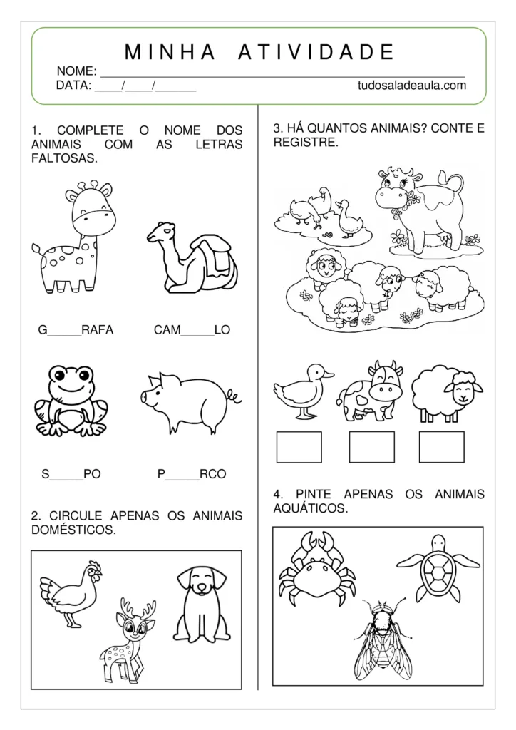 projeto animais da fazenda educação infantil