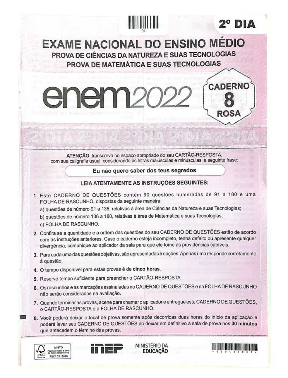 o que cai no segundo dia do enem 2025