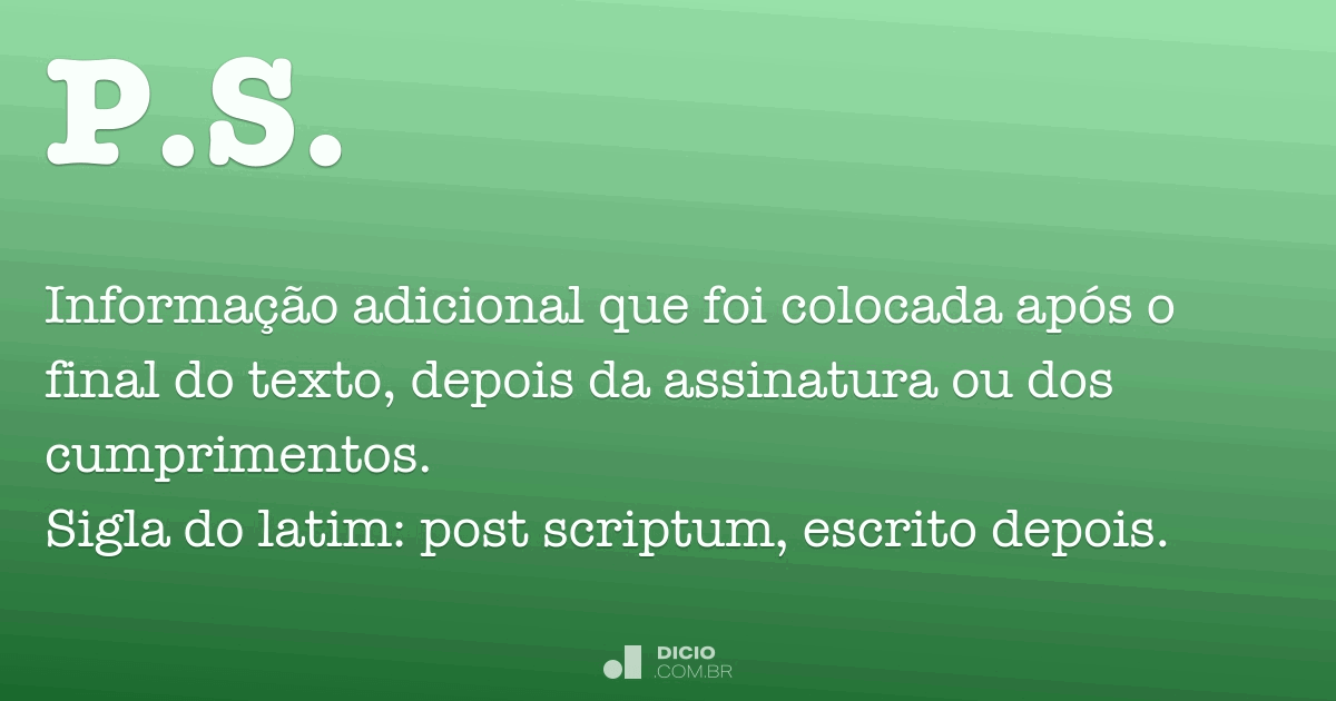 qual o significado de ps em um email formal