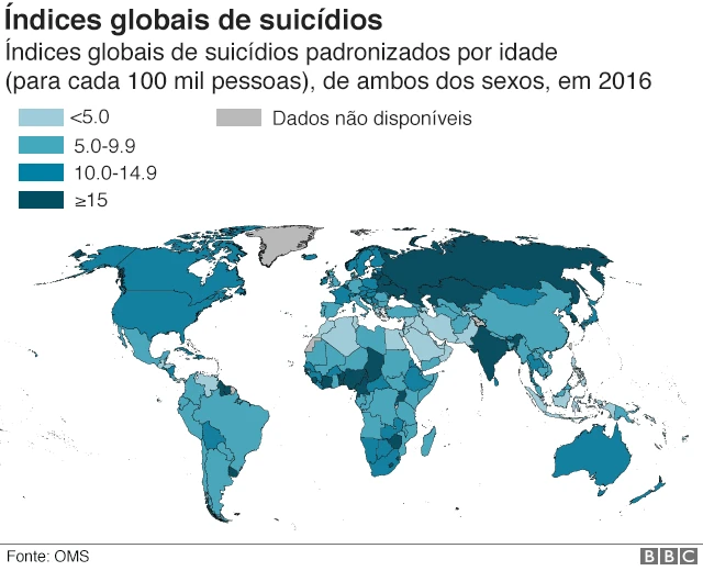 ranking de países suicidas oms