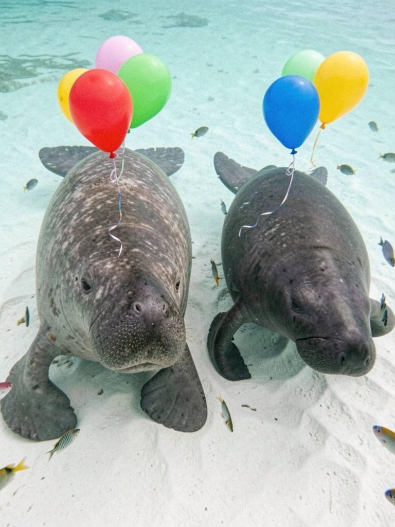 Montagem de vários animais estranhos, cada um com um balão de nome acima da cabeça.