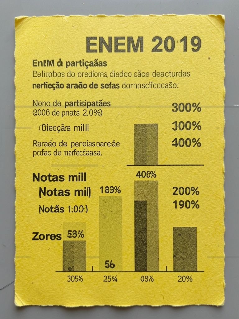 Infográfico com dados do Enem 2019: número de participantes, quantidade de notas mil e de notas zero.