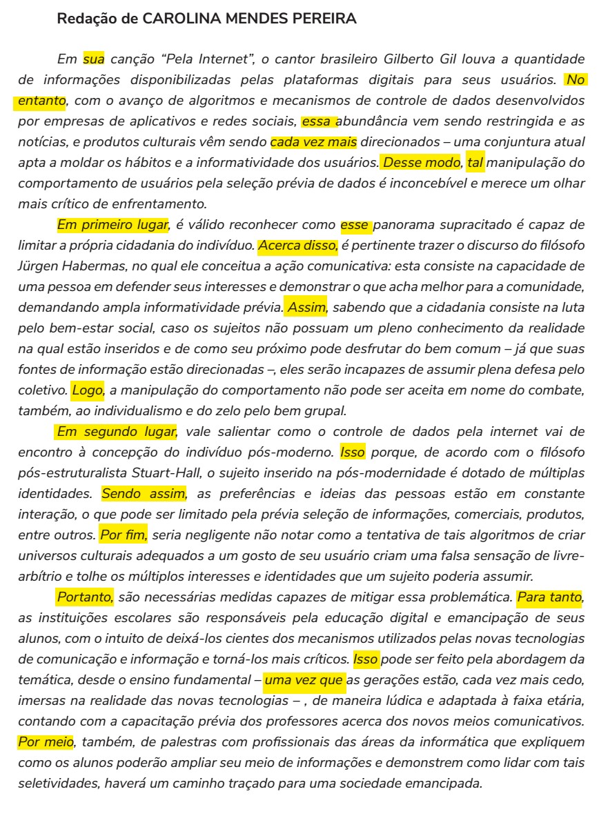 redação enem modelo