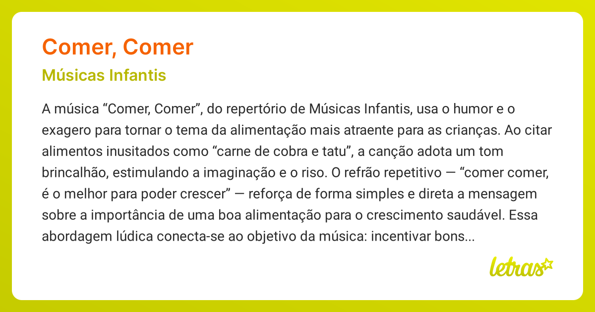 música infantil sobre comida
