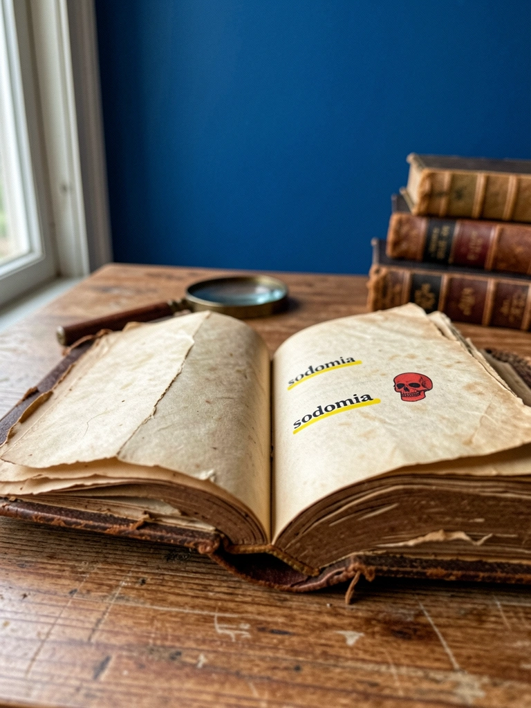 Livro antigo aberto com a palavra