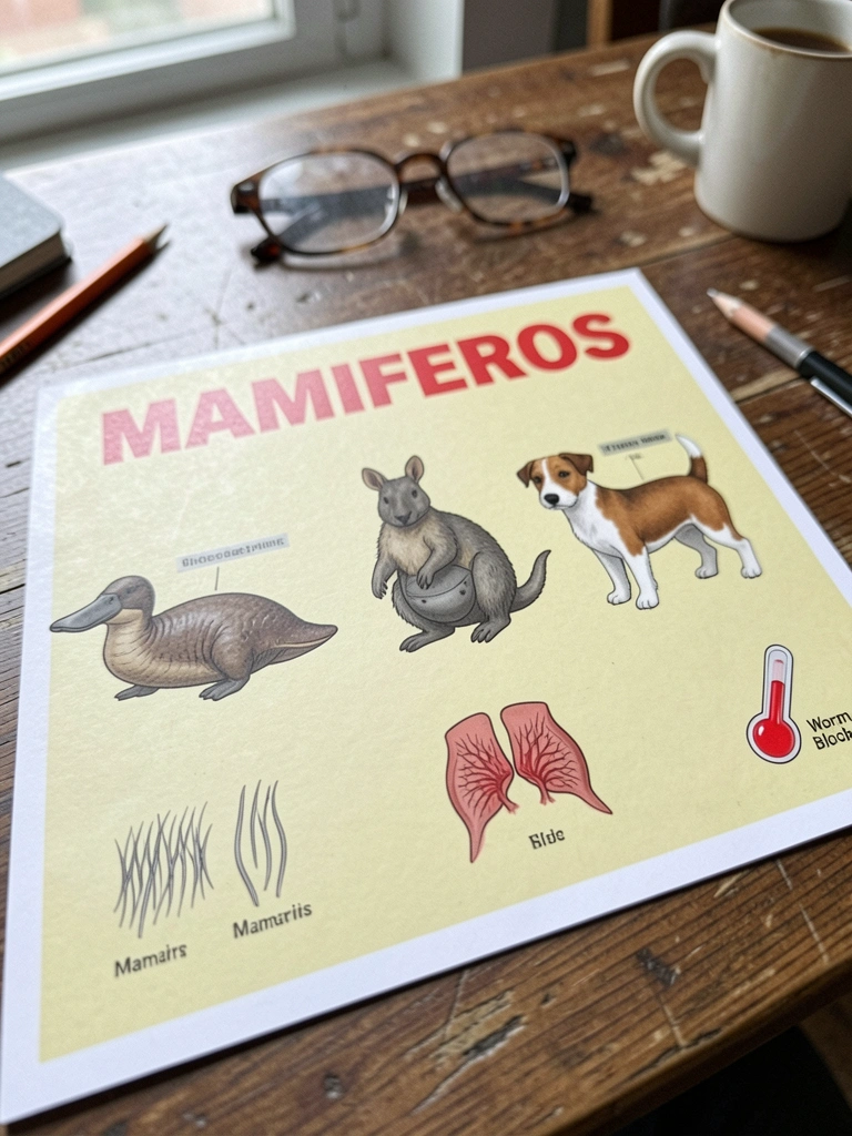 Diagrama com pelos, glândulas mamárias e sangue quente